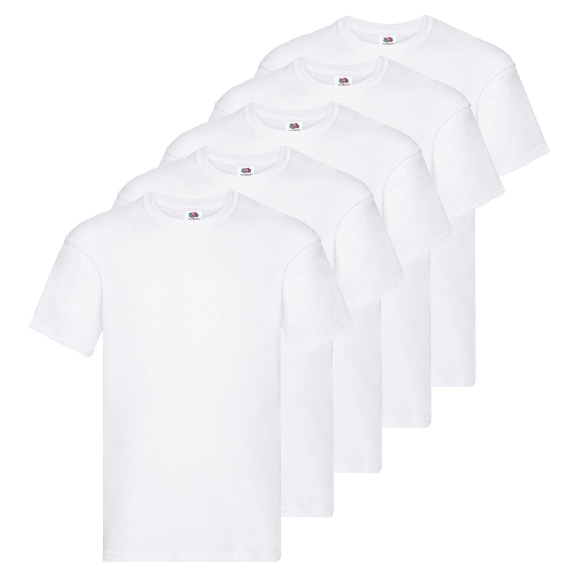 Set van 5 Fruit Of The Loom originele T-shirts Blanco 1/1