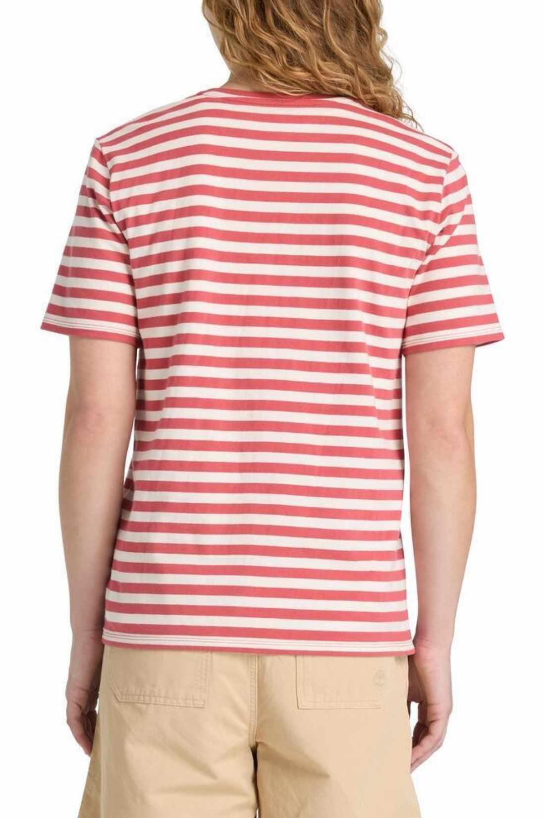 TIMBERLAND - Dames T-shirt met strepen, maat M, wit/roze 3/3