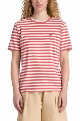 Timberland - dames t-shirt met strepen, maat m, wit/roze