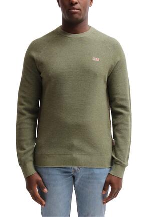 Pull - Sport - Homme - Damins - Coton, col rond, manches longues - Vert olive