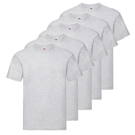 Pack De 5 Camisetas Fruit Of The Loom Originales Gris