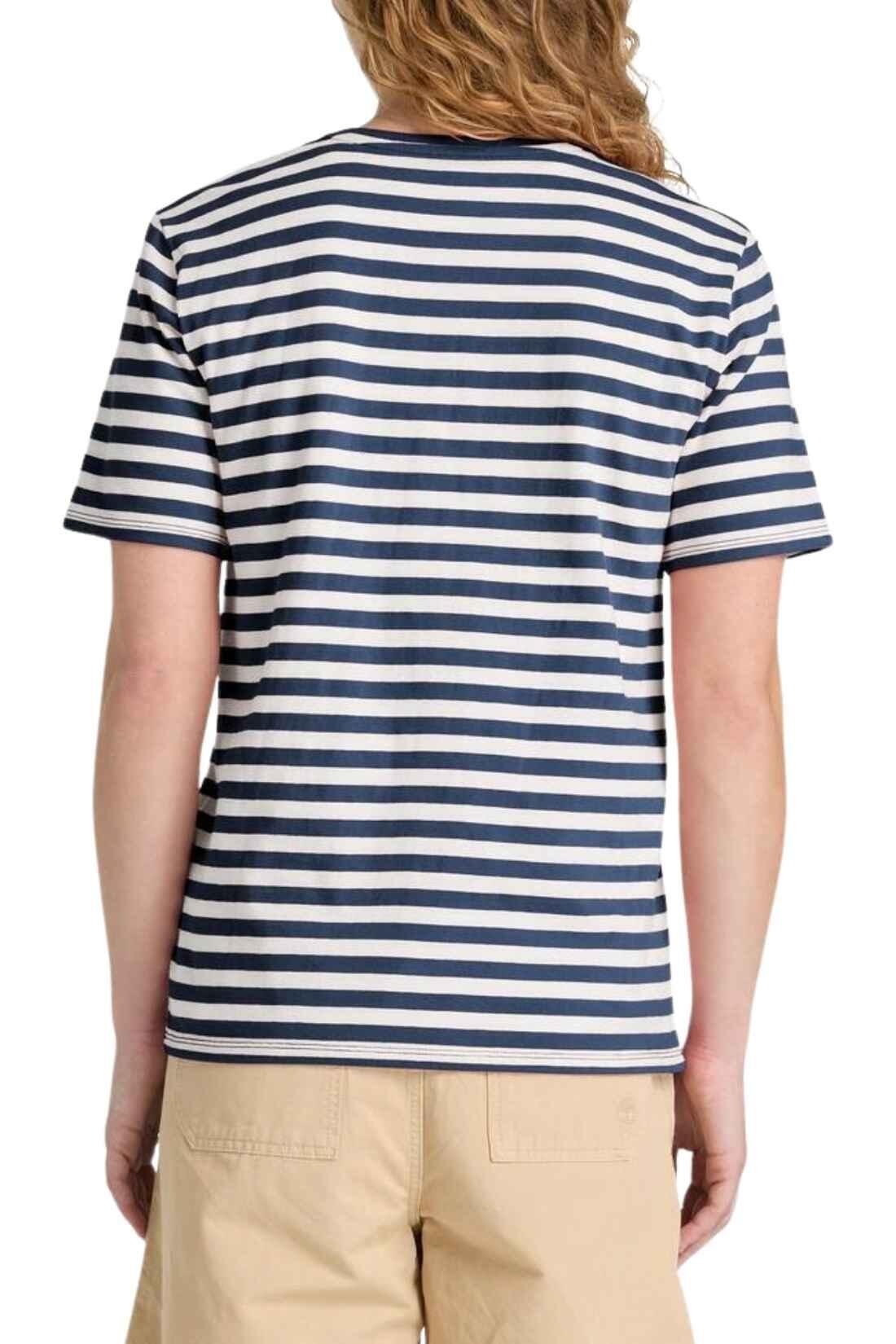 TIMBERLAND - dames T-shirt regular met strepen, maat L, kleur marineblauw 3/3