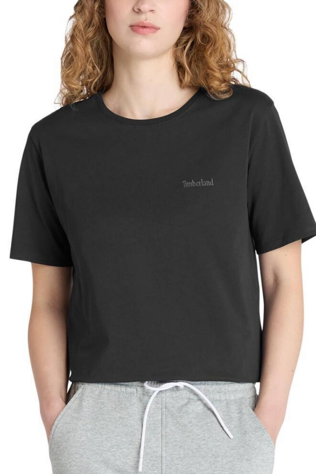 TIMBERLAND - Dames T-shirt met geborduurd logo, maat M, kleur Zwart 1/3