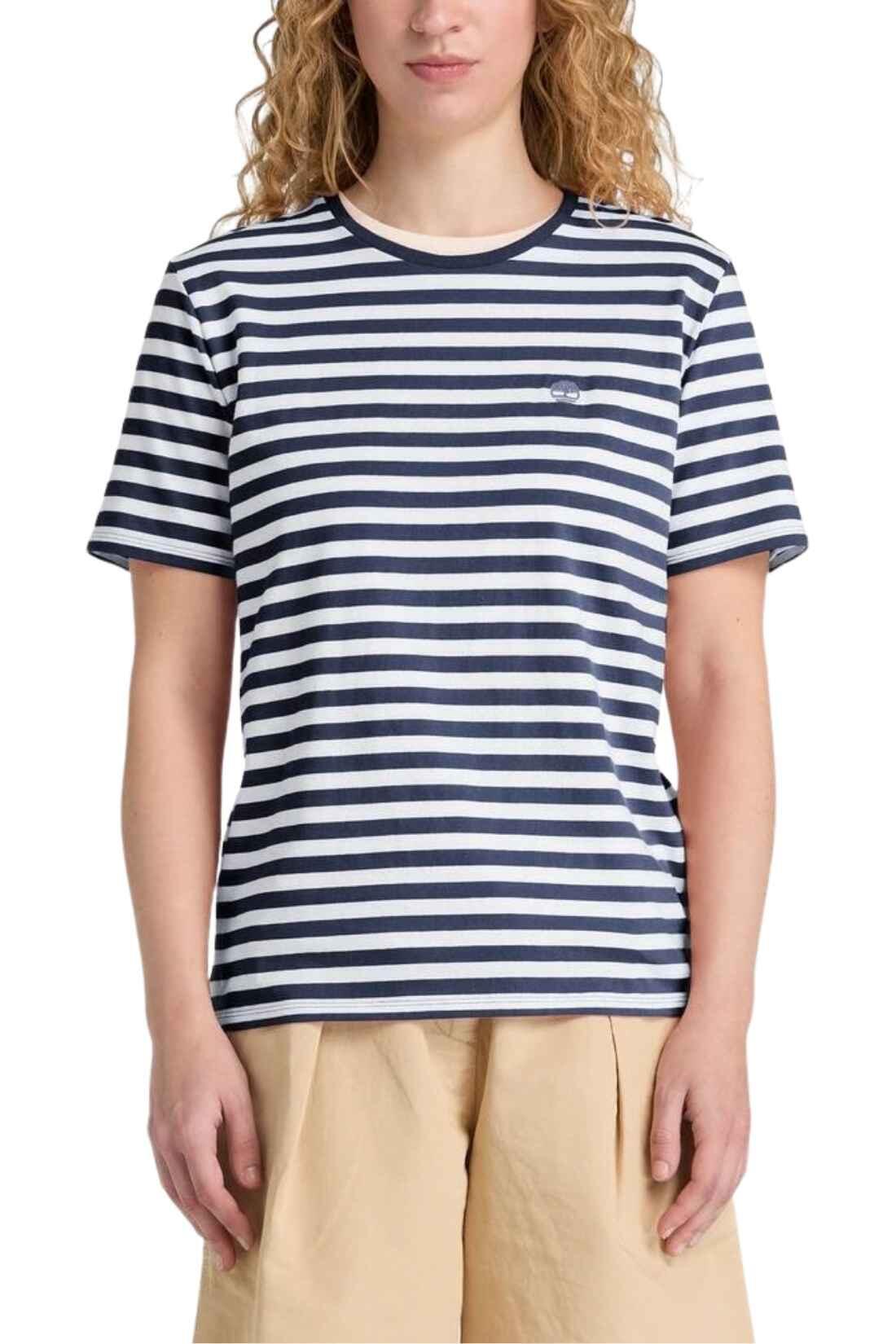 TIMBERLAND - dames T-shirt regular met strepen, maat L, kleur marineblauw 1/3