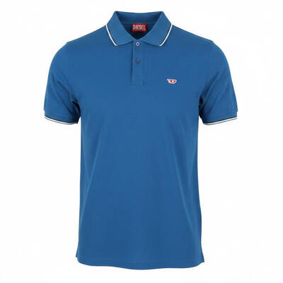 Diesel t-smith-d men polosblue cotton half button short sleeve