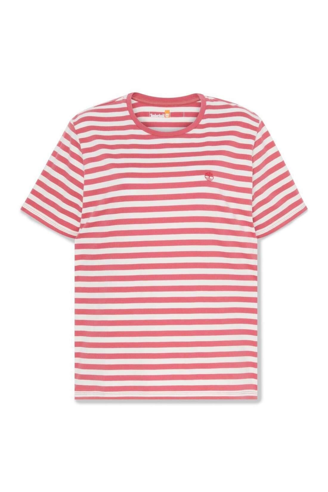 TIMBERLAND - Dames T-shirt reguliere pasvorm met strepen, maat L, kleur Rood 2/3
