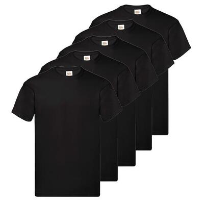 Pak van 5 fruit of the loom originele t-shirts negro