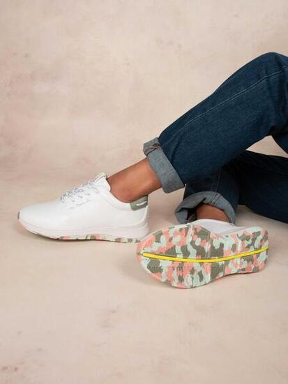 Chaussures running - Femme - JAZZRUN cuir lacets - Blanc/Argile