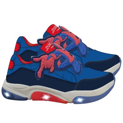 Zapatillas Deportivas Infantil Spiderman con Velcro y Cordones Gris y Rojo