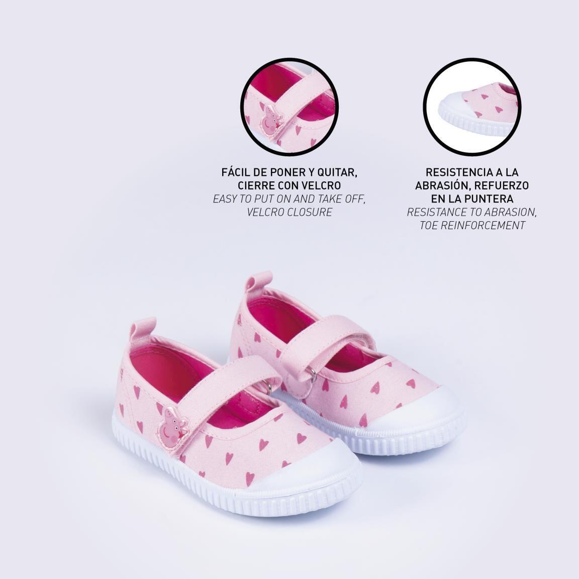 Ballerine in tela bambini Peppa Pig con strappo rosa e bianco 5/7