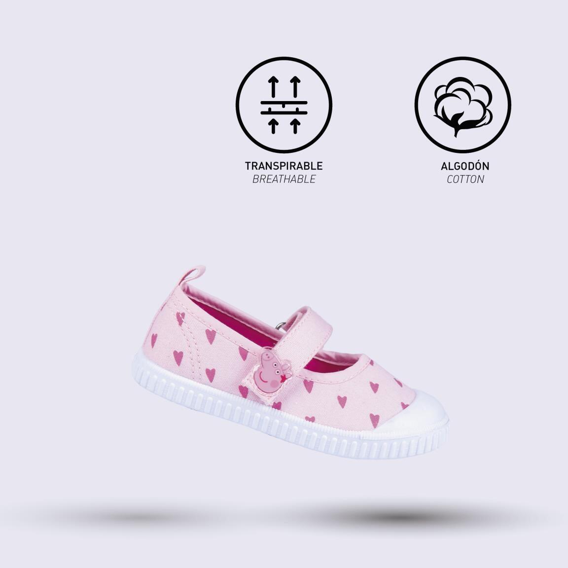 Ballerine in tela bambini Peppa Pig con strappo rosa e bianco 4/7