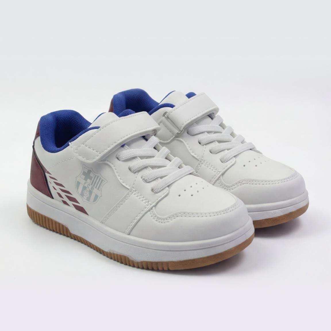 Zapatillas Deportivas Infantil FC Barcelona con Velcro y Cordones Blanca 6/7