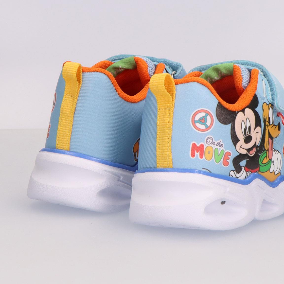 Baskets lumineuses enfant Mickey à scratch bleu clair 5/6
