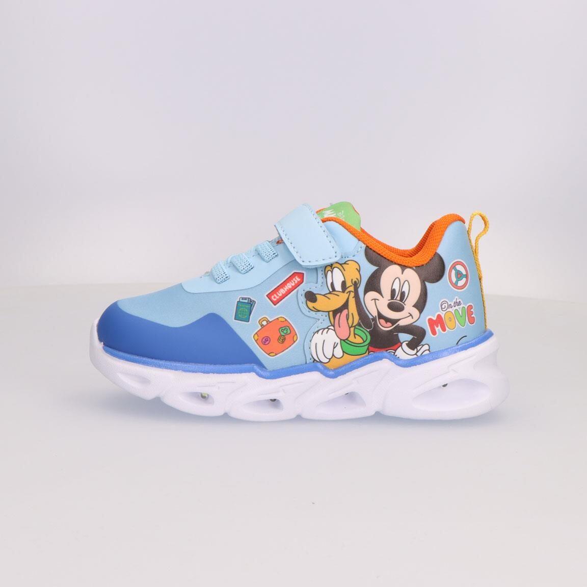 Baskets lumineuses enfant Mickey à scratch bleu clair 4/6