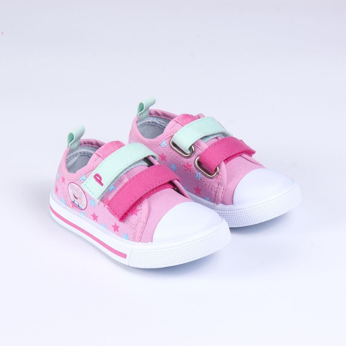 Scarpe da ginnastica bimbo Peppa Pig in tela doppio velcro rosa bianche 3/7