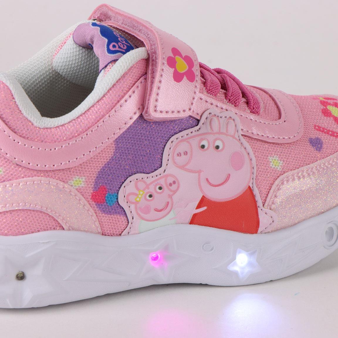 Sapatilhas com luzes criança Peppa Pig com velcro rosa 6/7