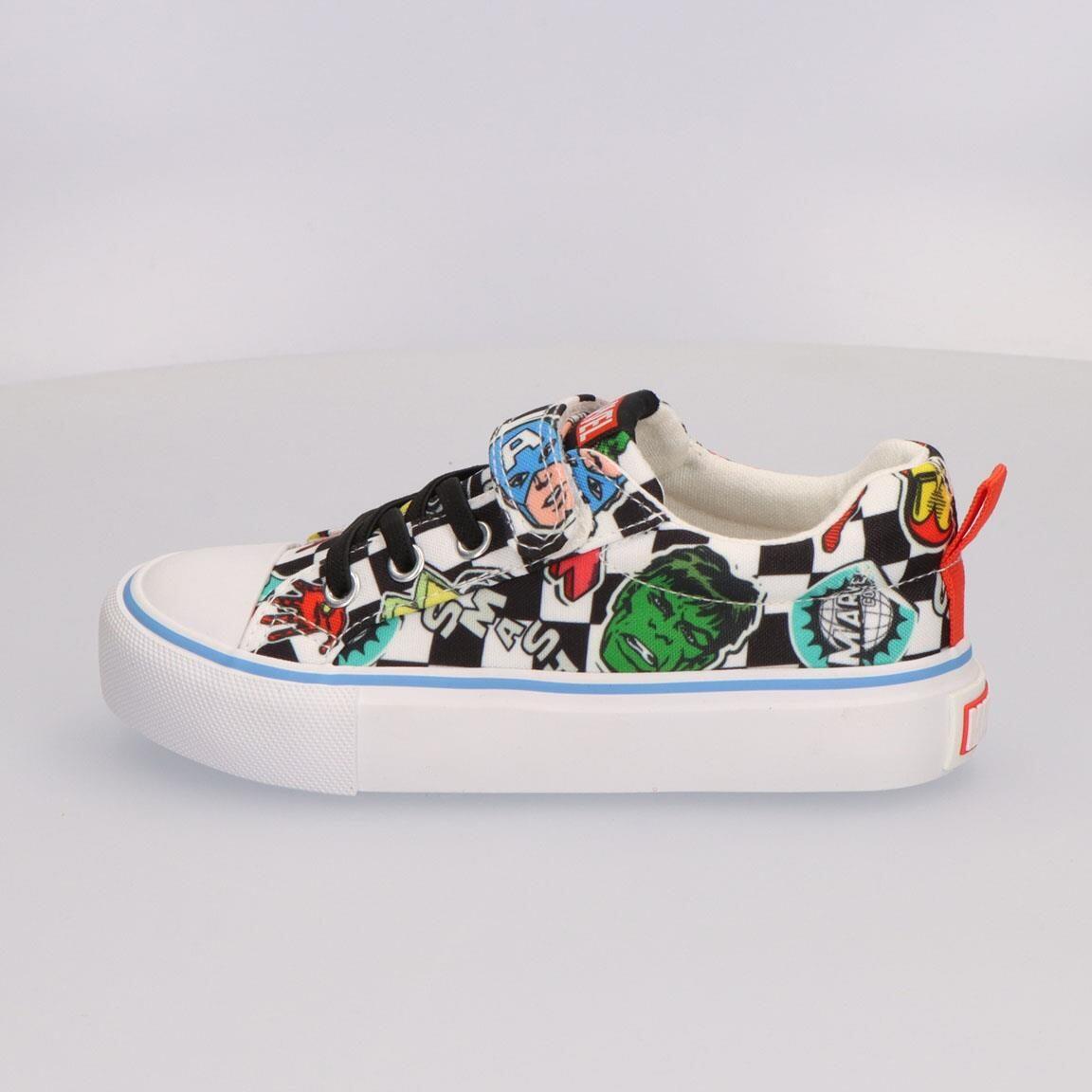 Baskets toile vulcanisées enfant Avengers à lacets noir et blanc 4/7