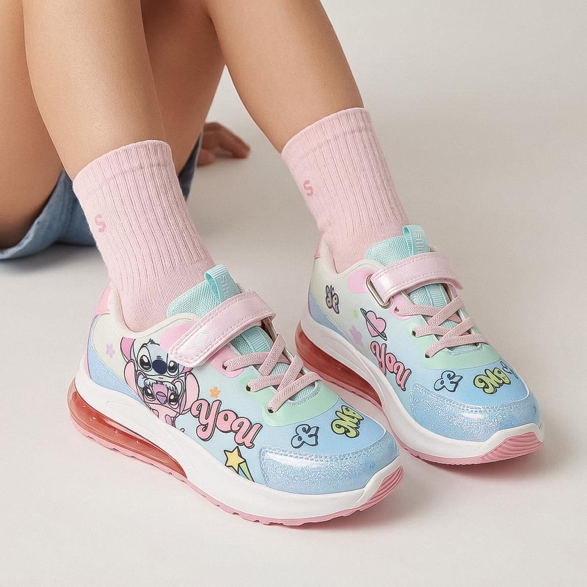 Sapatilhas com luzes criança Stitch com velcro azul-claro 3/3
