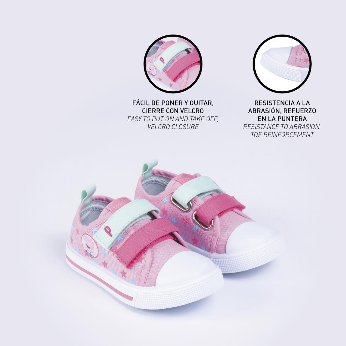 Scarpe da ginnastica bimbo Peppa Pig in tela doppio velcro rosa bianche 5/7