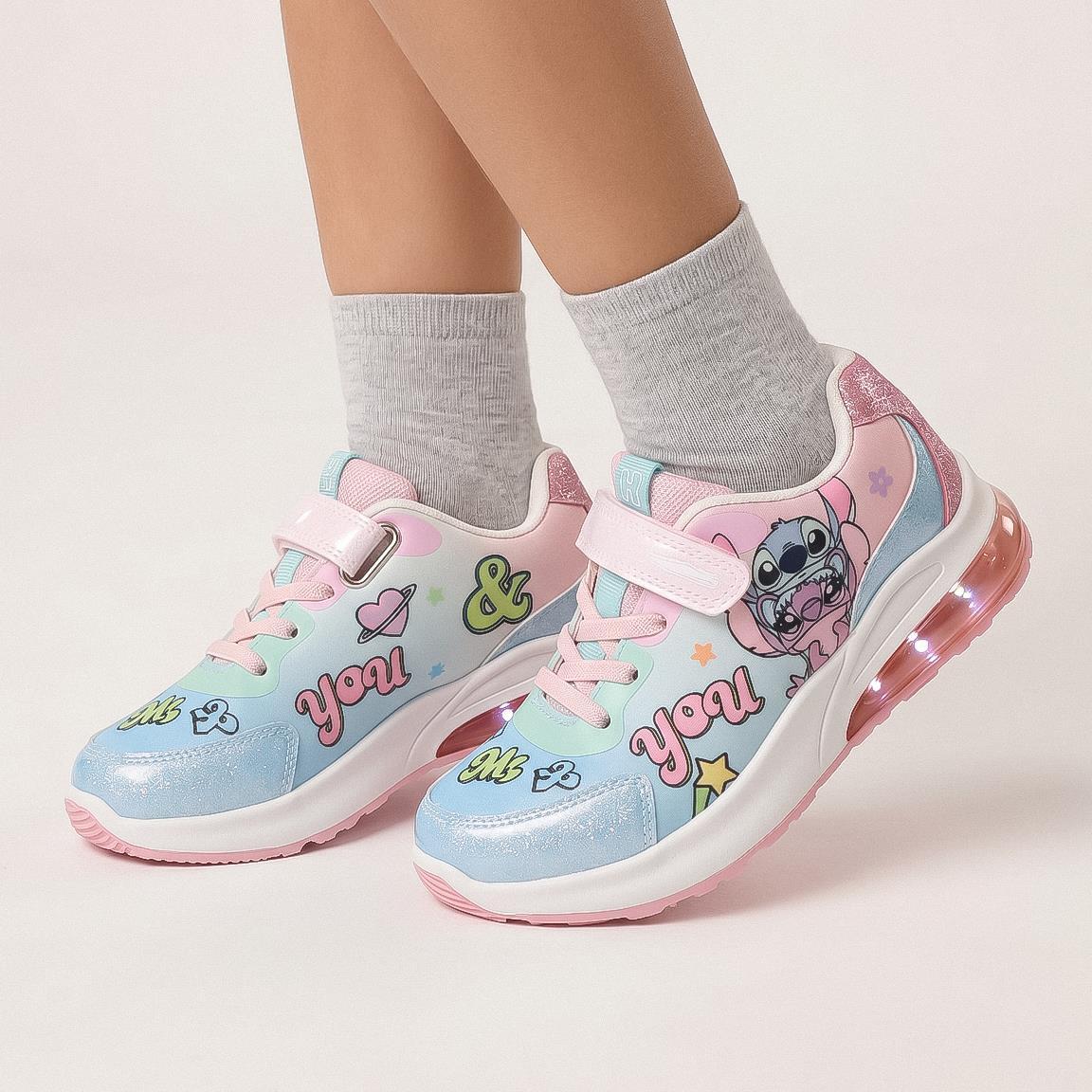 Sapatilhas com luzes criança Stitch com velcro azul-claro 2/3
