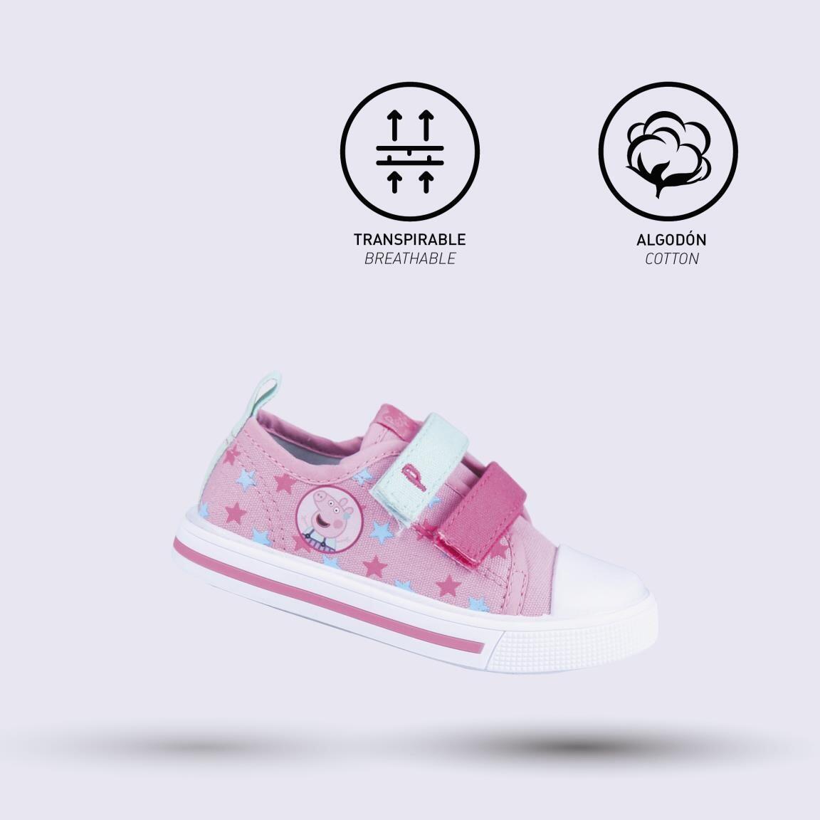Scarpe da ginnastica bimbo Peppa Pig in tela doppio velcro rosa bianche 4/7
