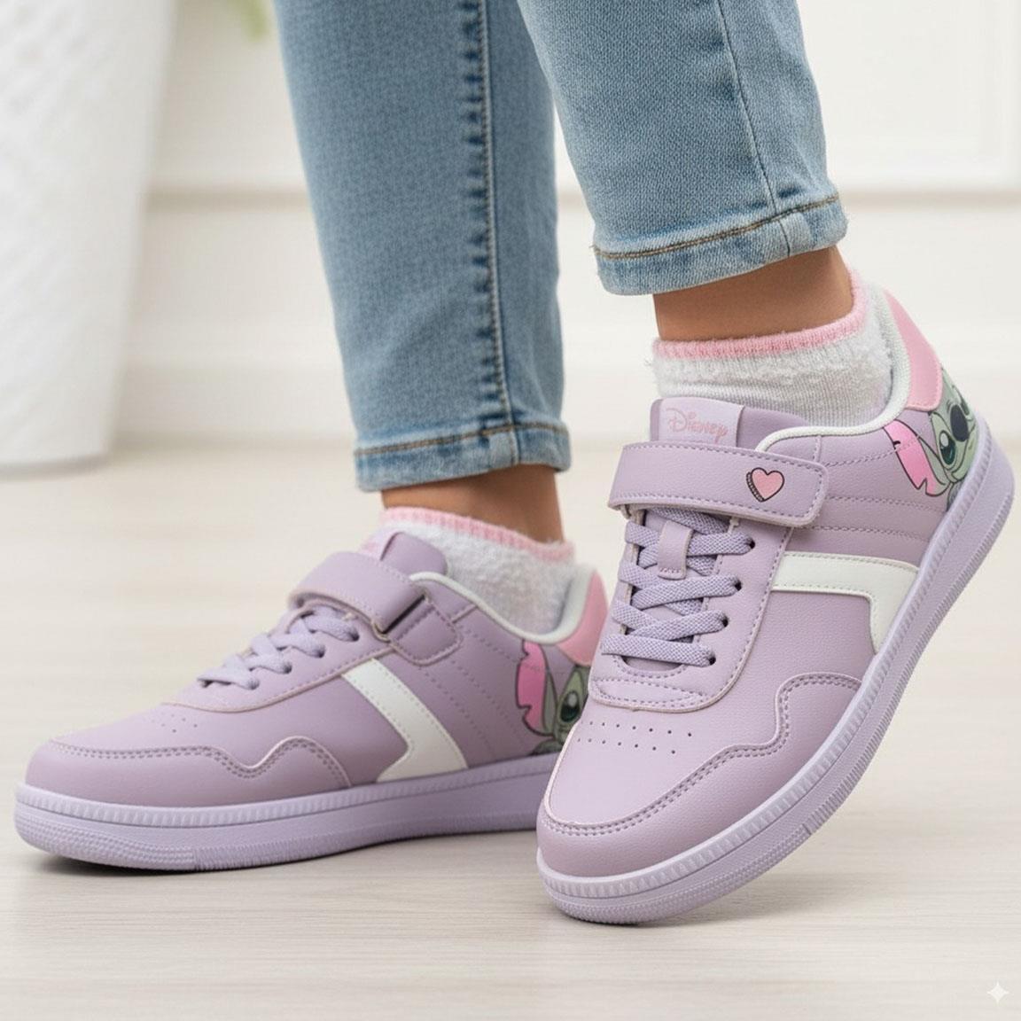 Sapatilhas Infantil Stitch com Velcro e Atacadores Lilás e Rosa 6/7