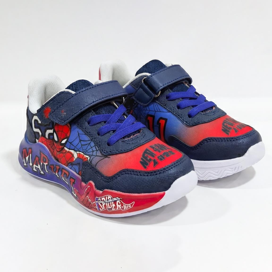 Spiderman Kinder Turnschuhe mit Klett und Schnürsenkeln Dunkelblau 4/7
