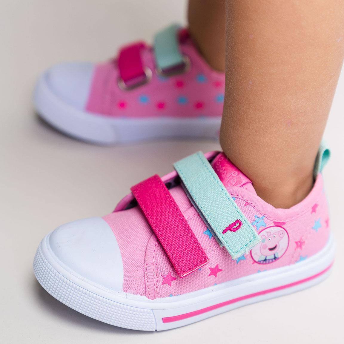 Scarpe da ginnastica bimbo Peppa Pig in tela doppio velcro rosa bianche 6/7