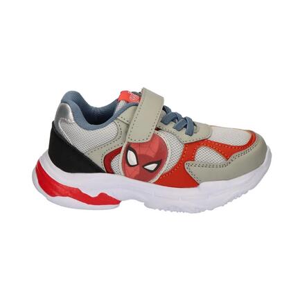 Zapatillas Deportivas Infantil Spiderman con Velcro y Cordones Gris y Rojo