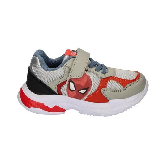 Zapatillas Deportivas Infantil Spiderman con Velcro y Cordones Gris y Rojo