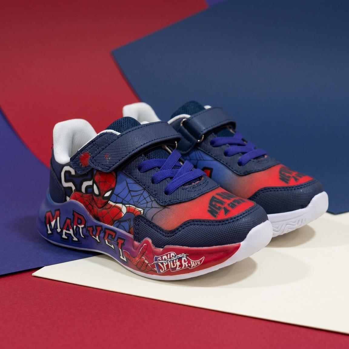 Spiderman Kinder Turnschuhe mit Klett und Schnürsenkeln Dunkelblau 6/7