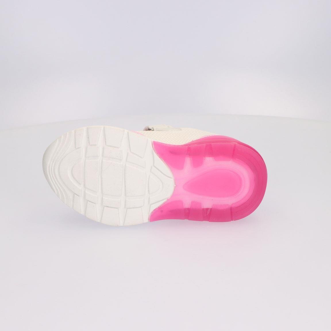 Sapatilhas com luzes criança Minnie com velcro rosa e branco 3/7