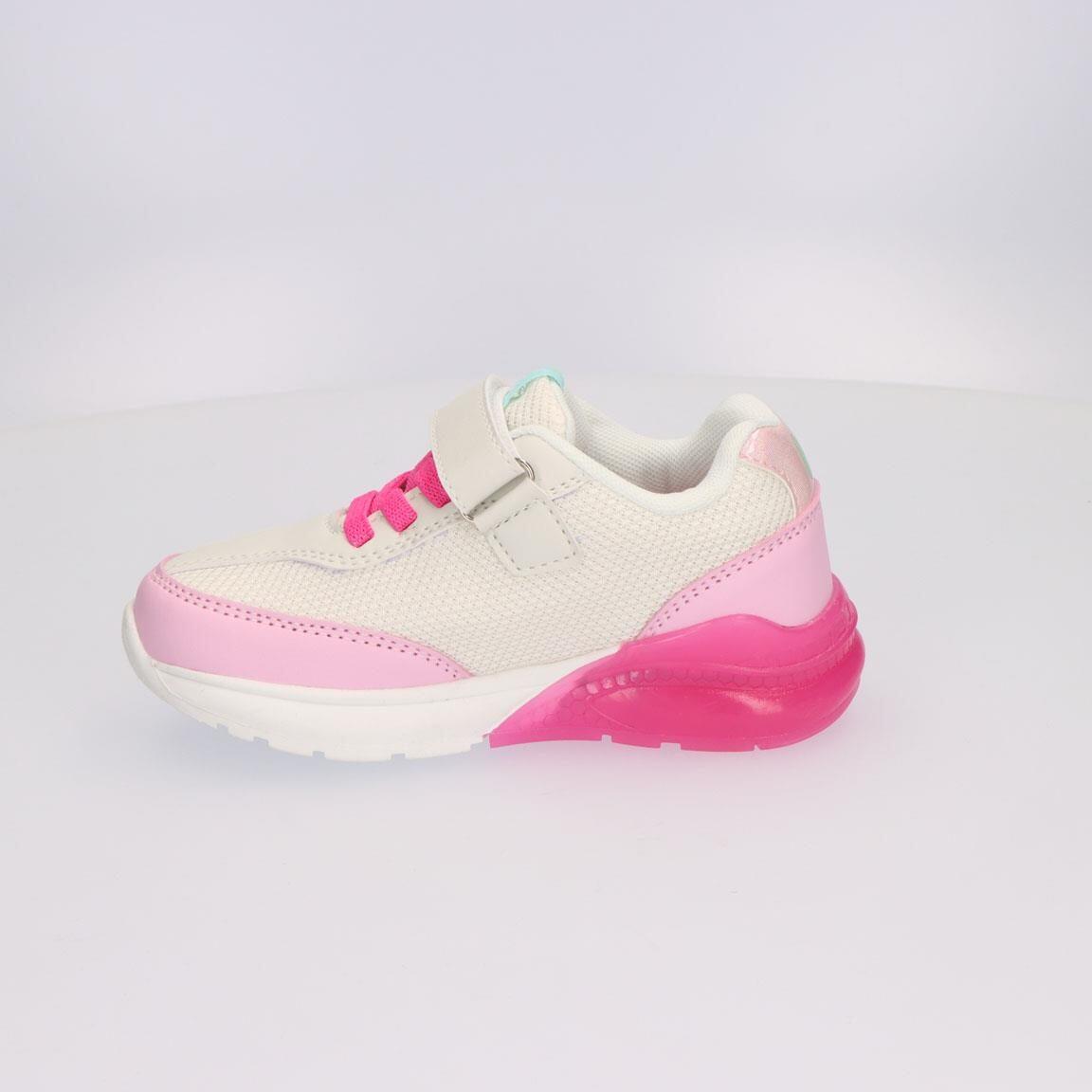 Sapatilhas com luzes criança Minnie com velcro rosa e branco 2/7
