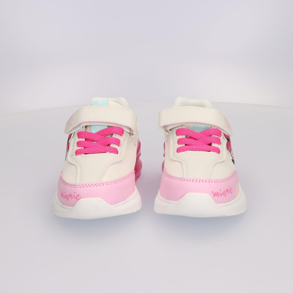 Sapatilhas com luzes criança Minnie com velcro rosa e branco 7/7