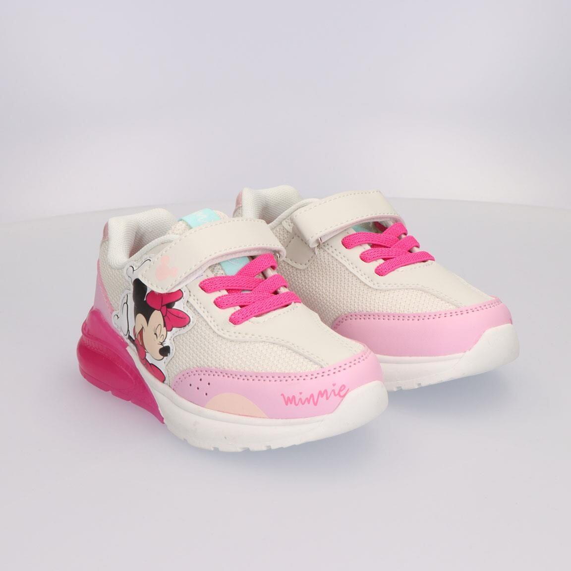 Sapatilhas com luzes criança Minnie com velcro rosa e branco 5/7