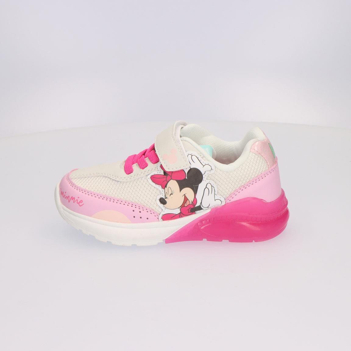 Sapatilhas com luzes criança Minnie com velcro rosa e branco 4/7