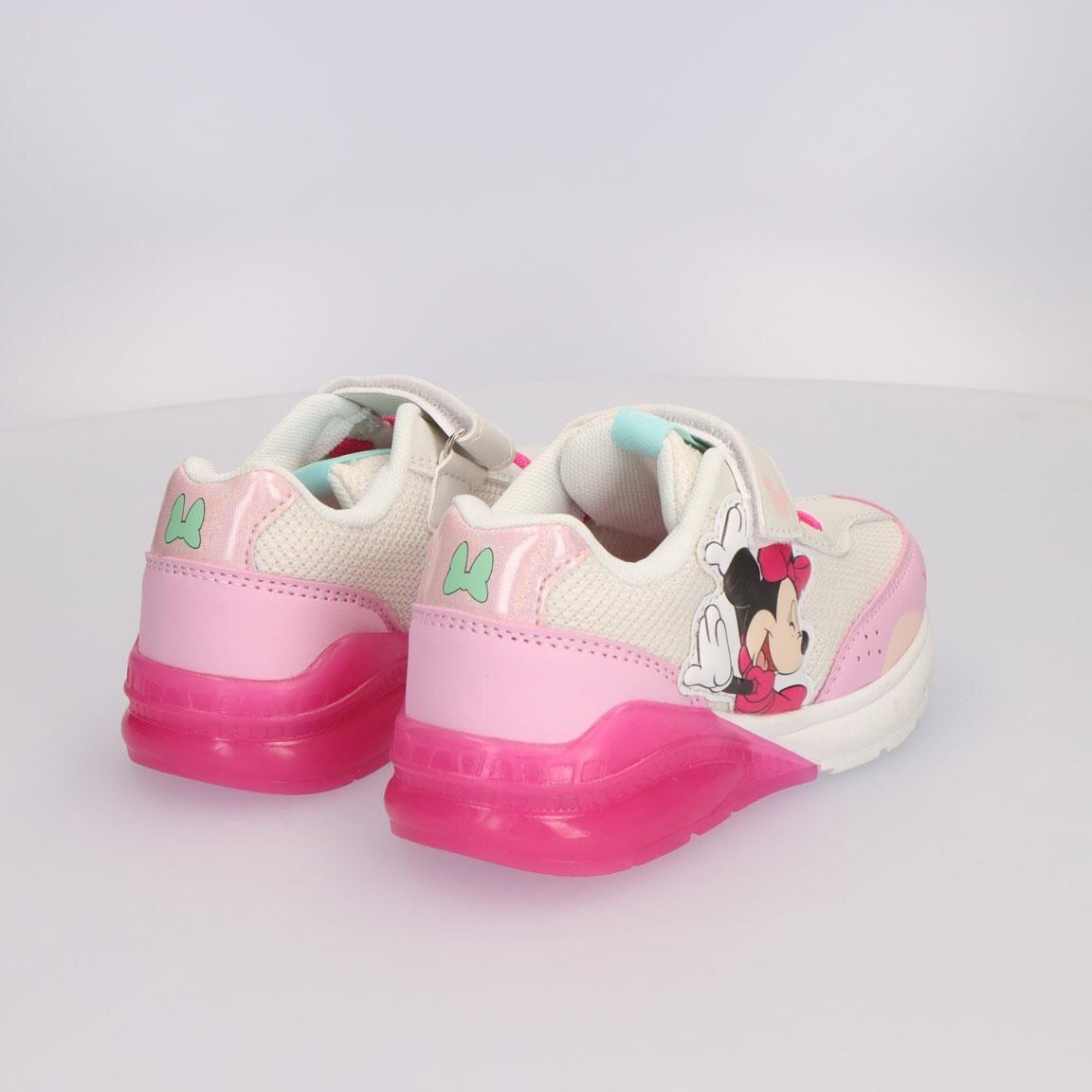 Sapatilhas com luzes criança Minnie com velcro rosa e branco 6/7