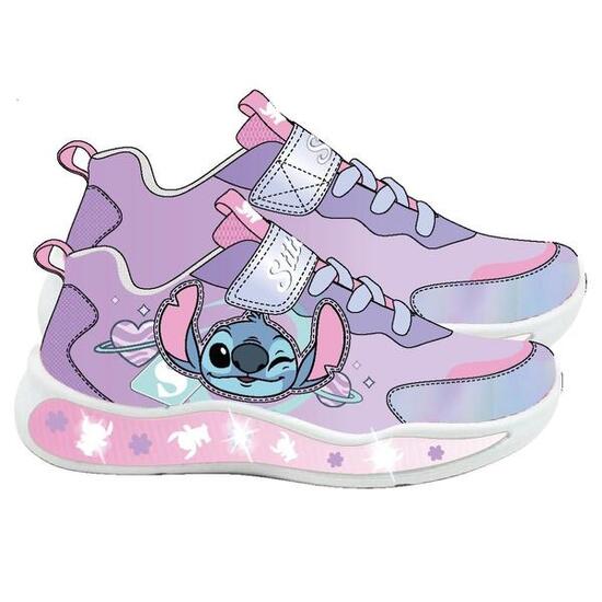 Zapatillas Deportivas con Luces Infantil Stitch con Doble Velcro Lila