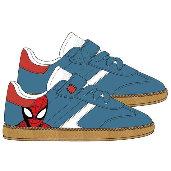 Zapatillas Deportivas Infantil Spiderman con Velcro y Cordones Gris y Rojo