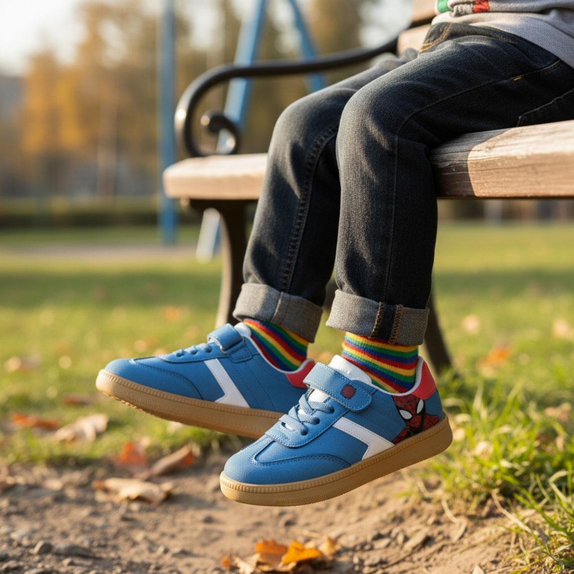 Sapatilhas Infantil Spiderman com Velcro Antiderrapante Azul 6/7