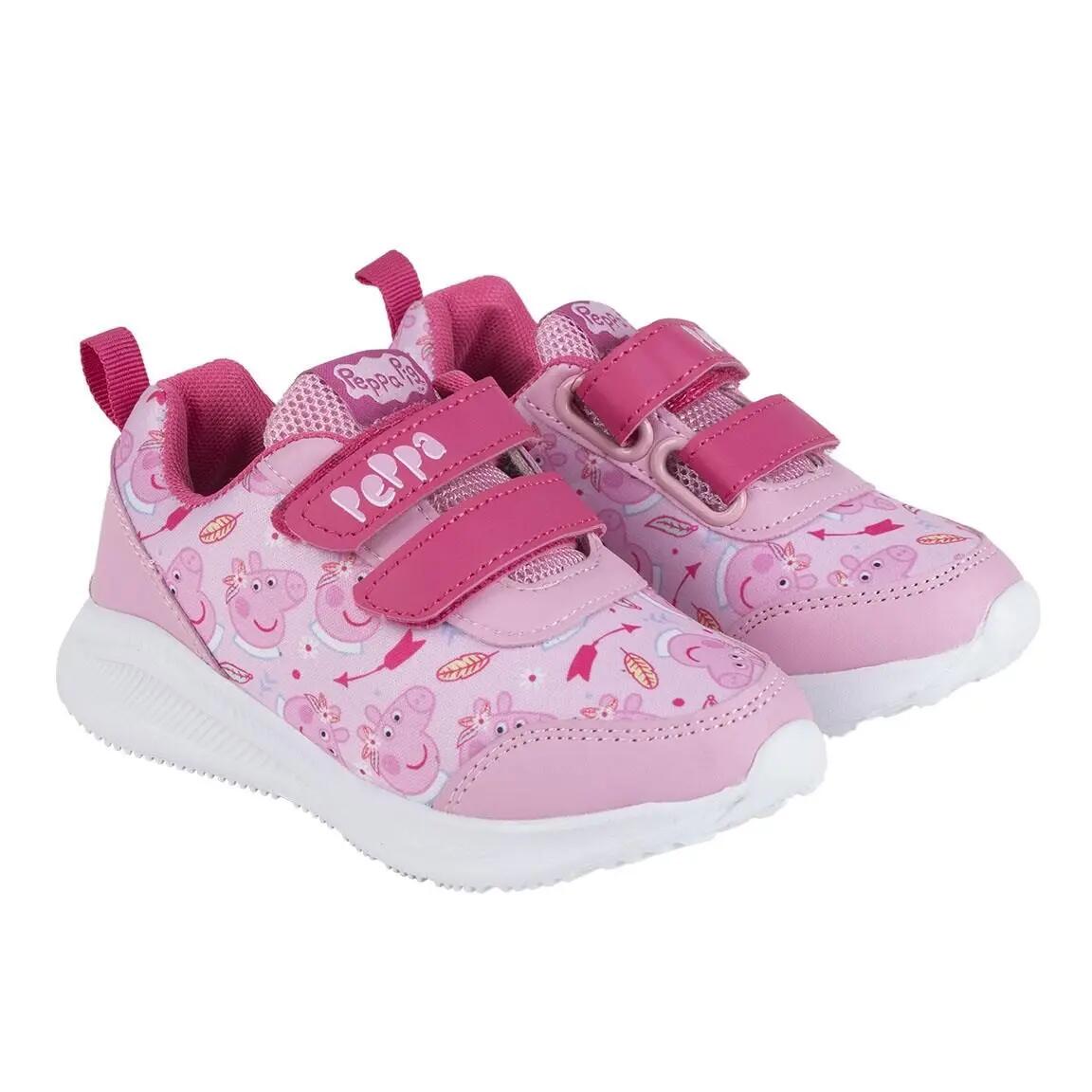 Sapatilhas Infantil Peppa Pig com Duplo Velcro Rosa e Branco 3/6