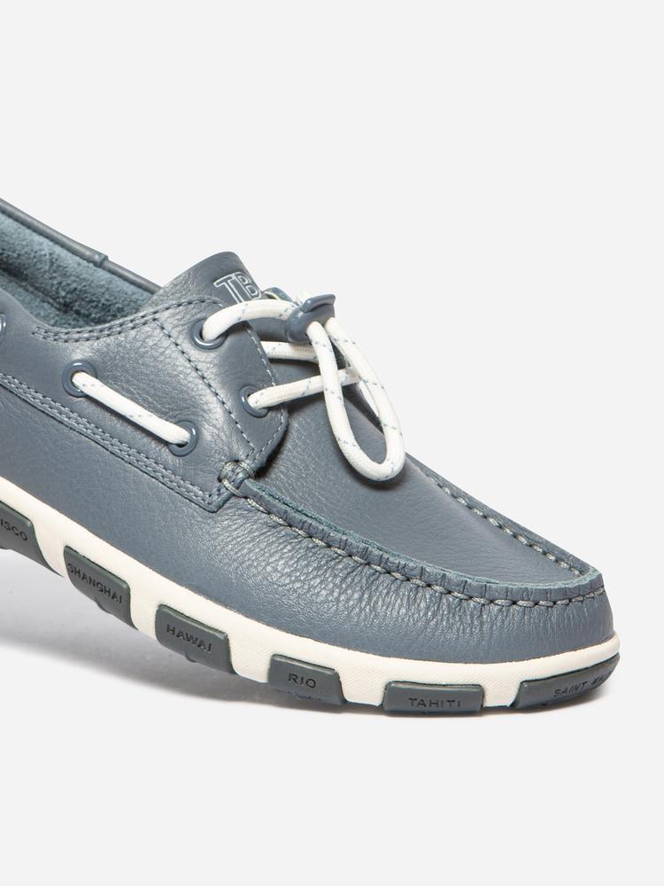 Chaussures bateau femme JANAELE Nuage - cuir, semelle caoutchouc 2/5
