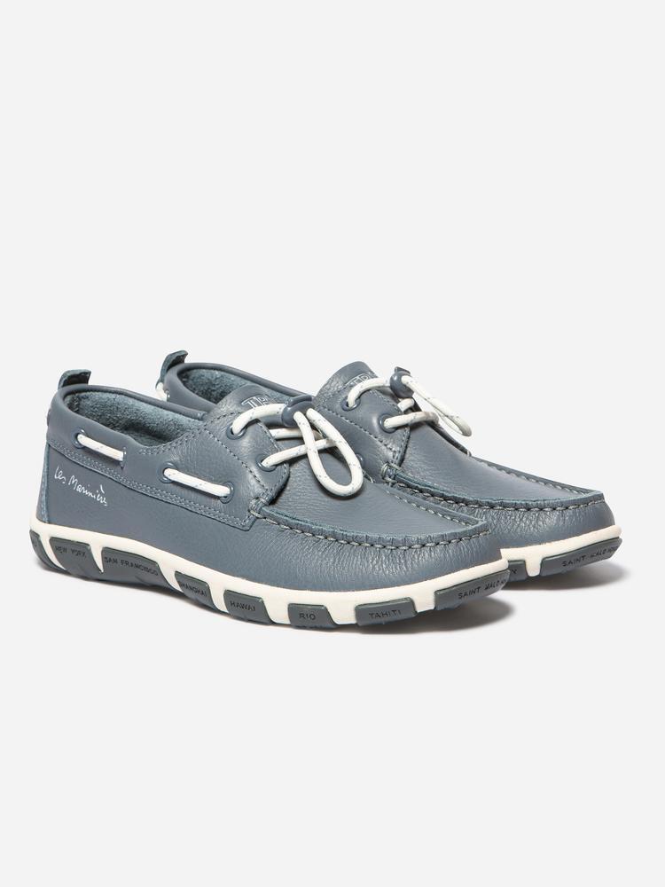 Chaussures bateau femme JANAELE Nuage - cuir, semelle caoutchouc 4/5