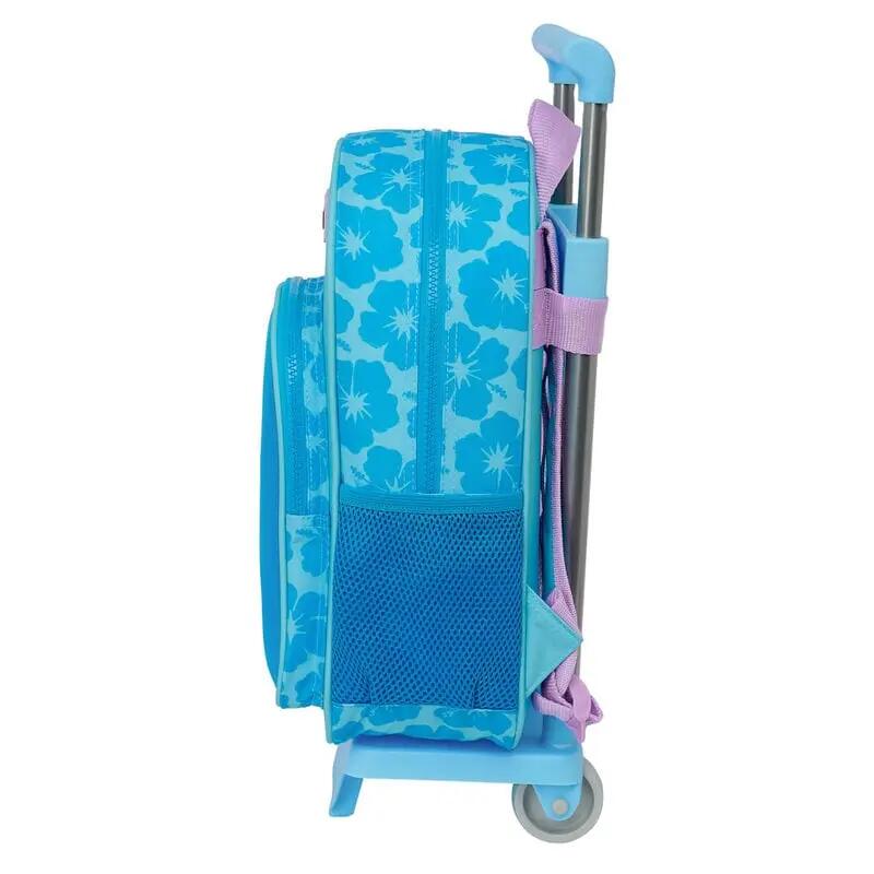 Mochila escolar infantil Stitch com rodinhas e bolso frontal - Azul 3/3
