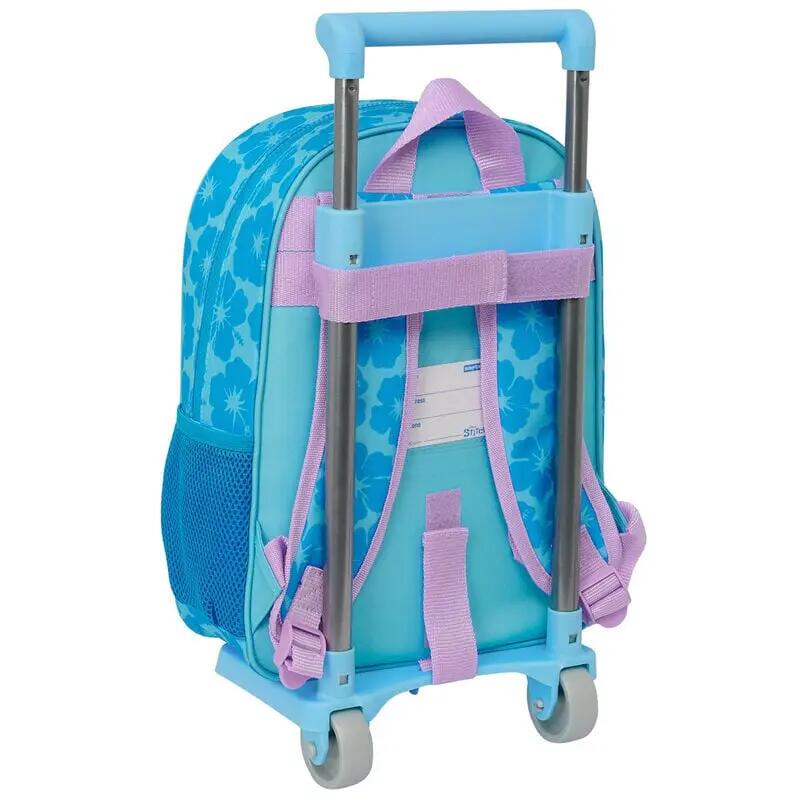 Mochila escolar infantil Stitch com rodinhas e bolso frontal - Azul 2/3