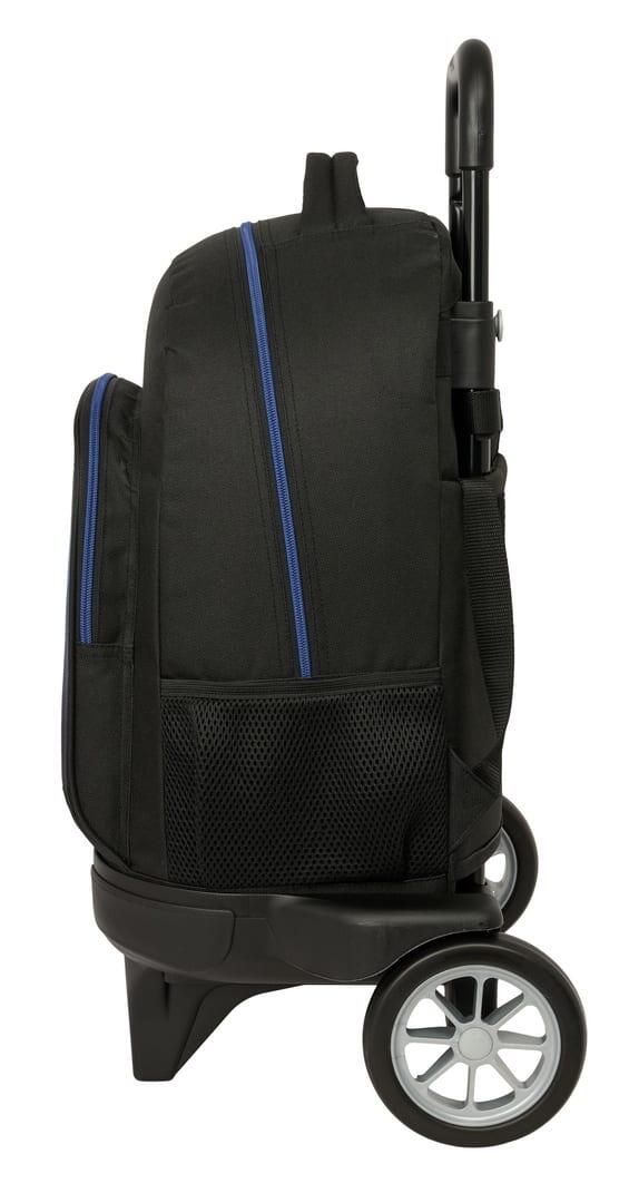 Mochila escolar infantil Brainrot com rodas e bolso frontal, preta. 3/3