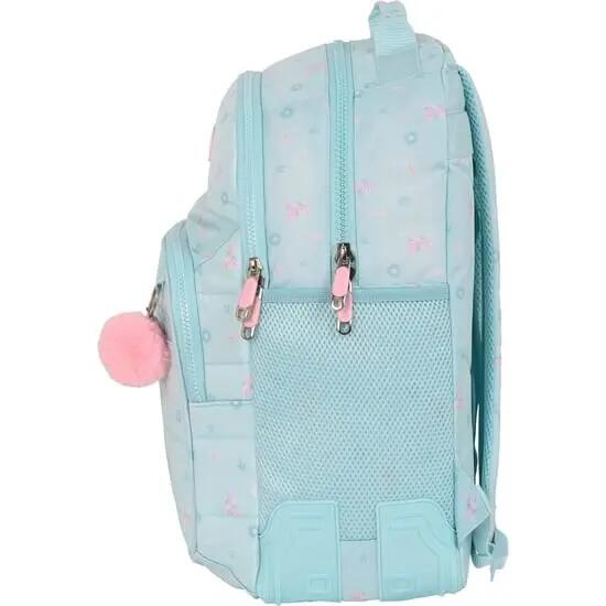 Mochila escolar infantil Moos Garden, adaptável a carrinhos, com bolso, azul. 3/3