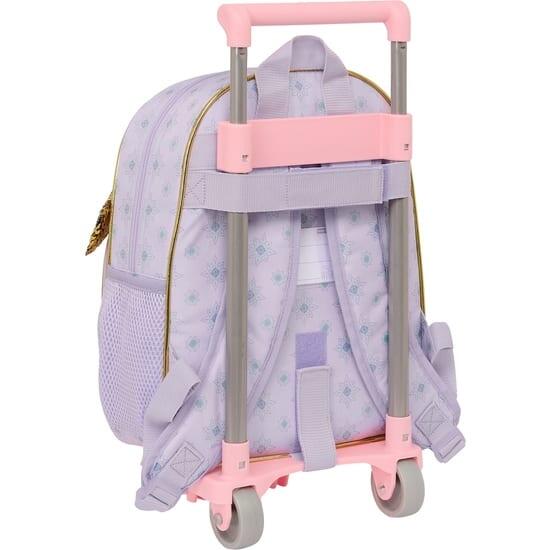 Mochila escolar infantil Wish com rodinhas e porta-garrafas, lilás e rosa. 2/3
