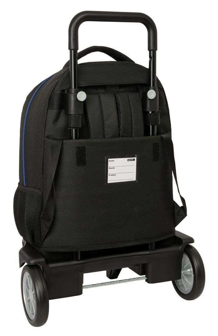 Mochila escolar infantil Brainrot com rodas e bolso frontal, preta. 2/3