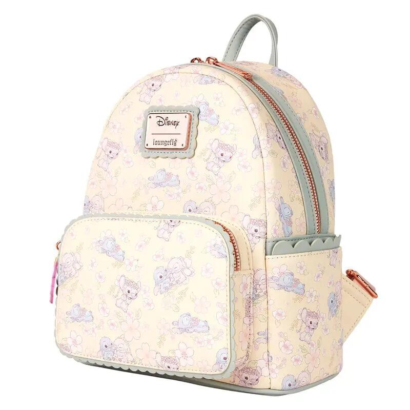 Zaino per bambini Stitch Cherry Blossom in ecopelle con tasca frontale, beige 2/4